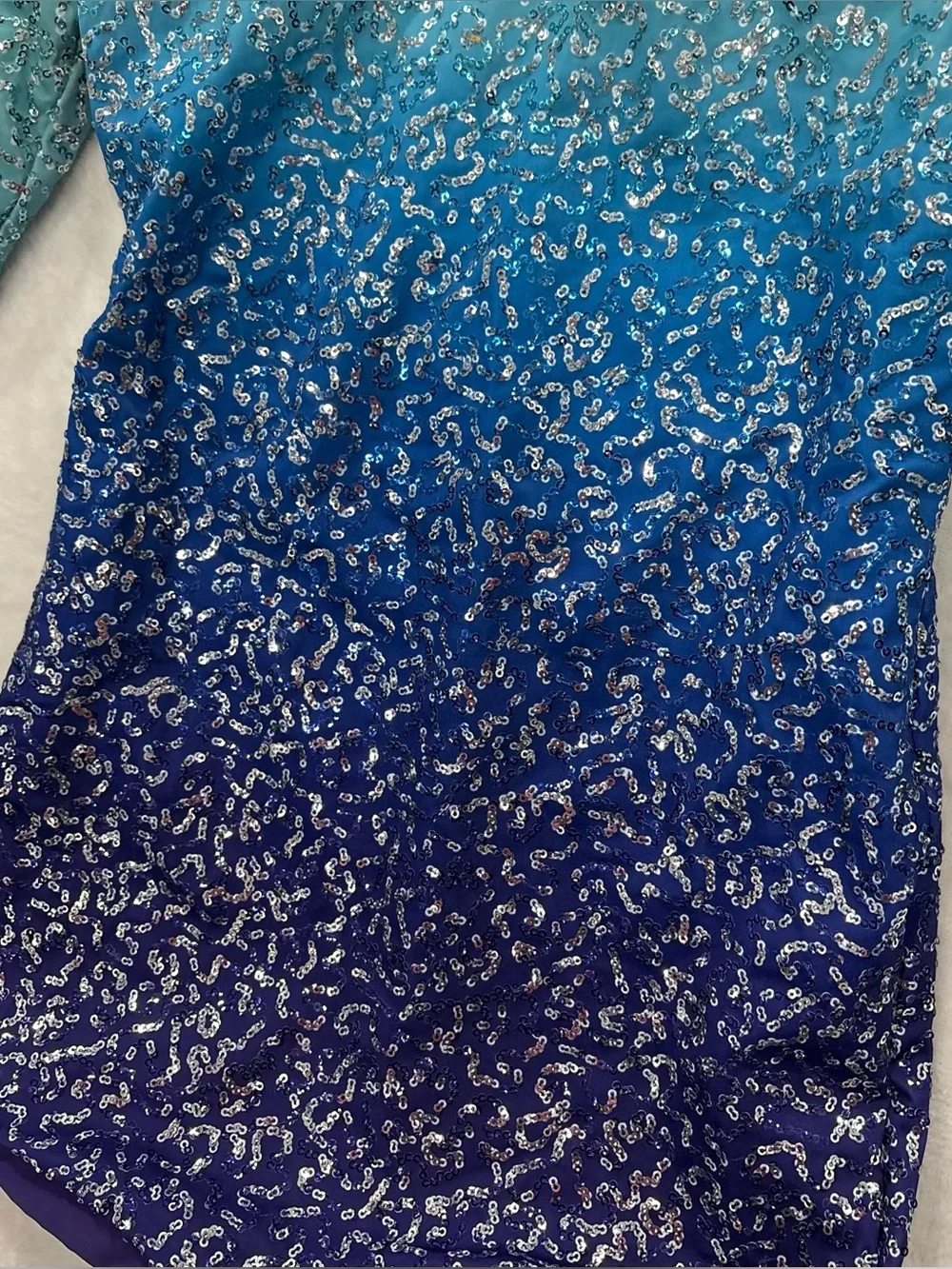 Weissman Chained to the Rhythm Blue Ombre Sequin Biketard Dance Costume Youth LC